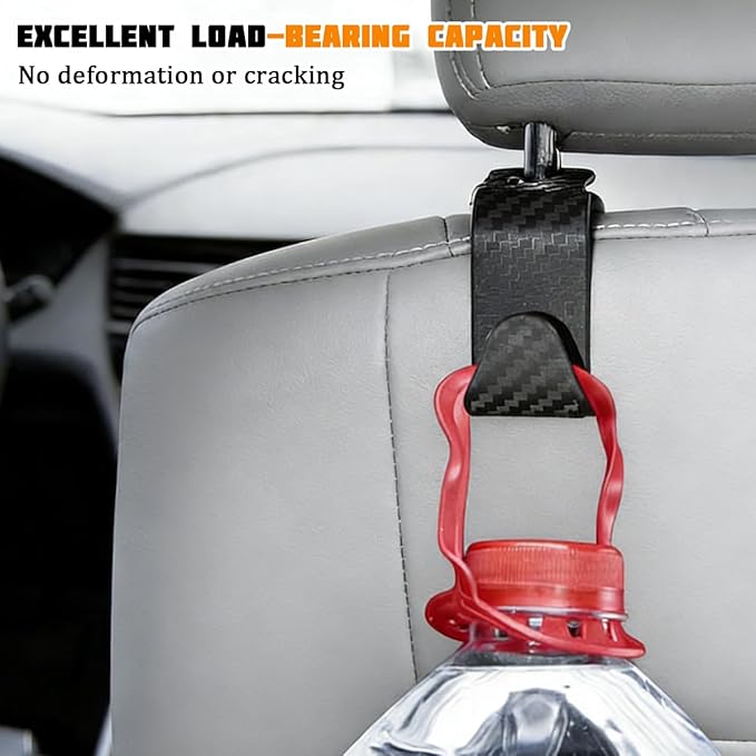 4PCS Car Seat Headrest Hook, Automotive Back Seat Storage Holder Hanger, Vehicle Interior Backseat Organizer Hanging Hook for Purse Handbag Grocery Bags, Universal Fit (Gray)