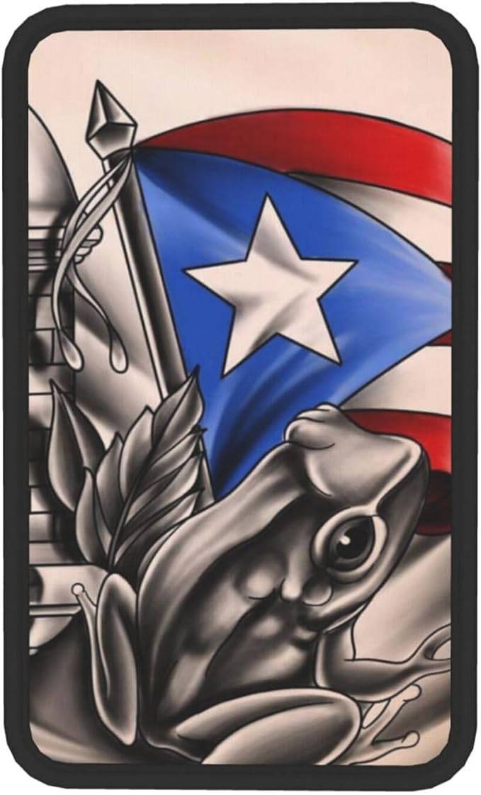Puerto Rico Rican Flag Frog Car Handrail Box Cushion Auto Center Console Cover Car Center Console Cushion Pad Waterproof Car Armrest Seat Box Cover Fit for Car Truck Rv SUV, Black