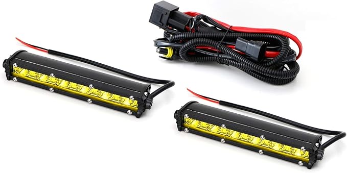 iJDMTOY Amber Yellow 18W High Power LED Daytime Running Light Kit w/Relay Wire Harness, Universal Fit Compatible with Car, Truck, SUV, etc