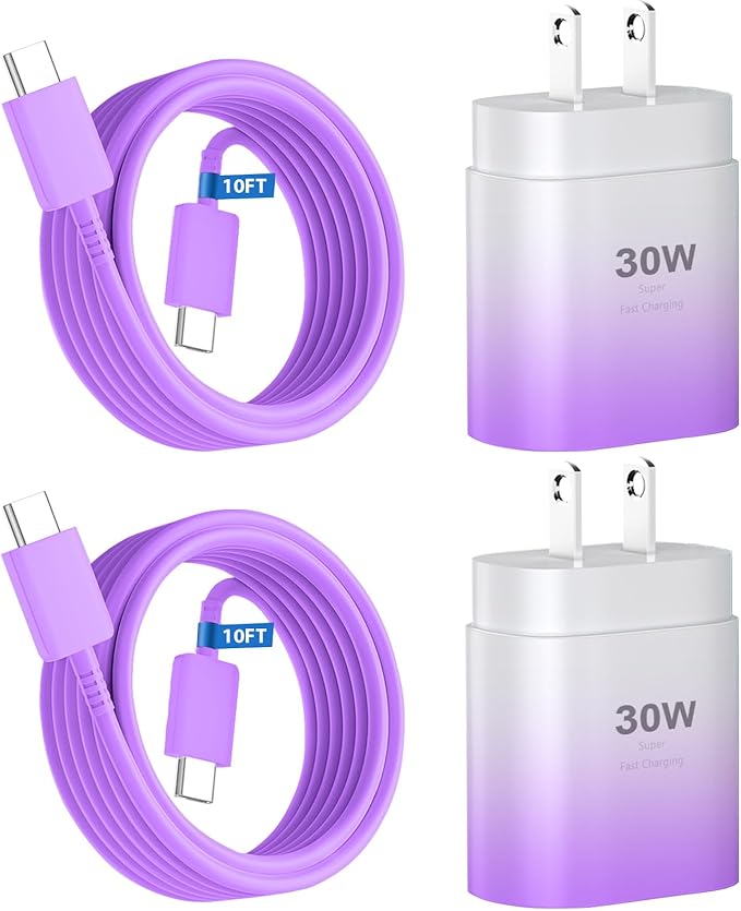 Phone 17 16 15 Charger Fast Charging,30W USB C Phone 17 16 15 Pro Max Charger Block&10FT Long Type C Cable Cord for i.Phone 17/17 Air/17 Pro/17 Pro Max/16/16 ProMax/15/15 Pro Max,Purple Gradient