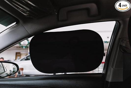 Car Window Shades - Certified 99.79% UVA & 99.95% UVB Sun Protection. Award Winning car Sun Shade for Side Windows. 4 Pack Semi Transparent 22" x 14" - Car Accessories Interior by Kinder Fluff