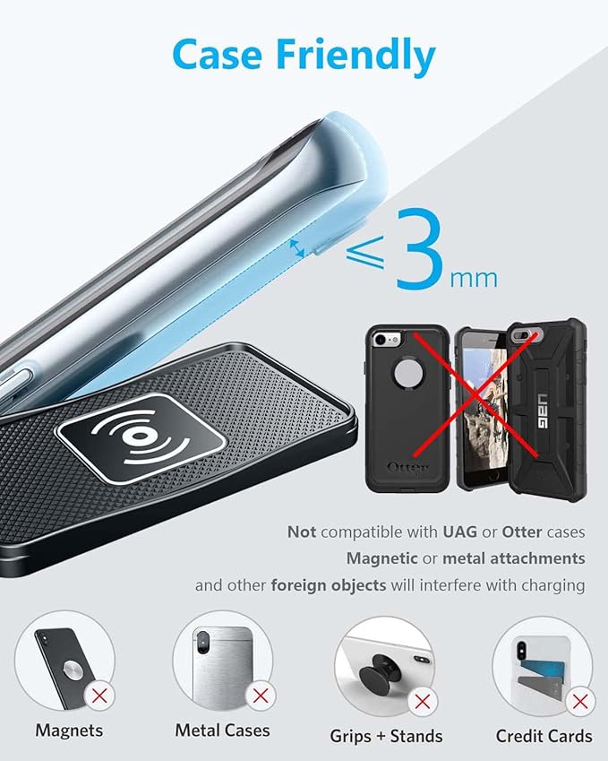 Wireless Phone Charger Qi Car Charging Pad Fast 15W 10W 7.5W Charger Adapter Mat for iPhone 14 13 Mini Pro Max 12 11 Plus 8 X XR Xs Airpods Android Samsung Note 20 Galaxy Buds S10 S20 S21 S22 S23 S24