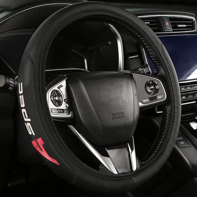 Leather Steering Wheel Cover Compatible with RLX/MDX/ZDX/TLX/TL/RDX A SPEC Universal Size(White) (A)