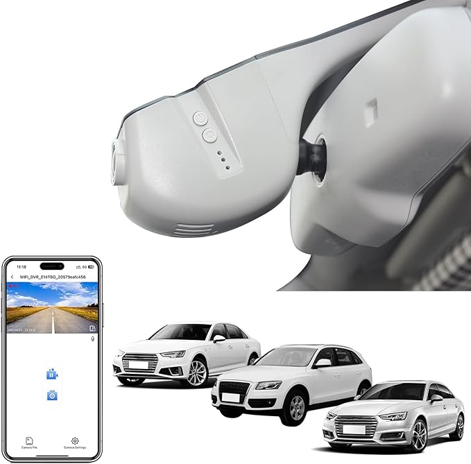 Mangoal 4K Dash Cam custom fit for Audi (Model B Gray) A4 A6 Allroad A3 A5 A6 Q5 A8 S8 A7 S5 Q3 S3 S7, Integrated OEM Look, UHD 2160P Video, G-Sensor, Loop Recording, Wifi and Free App, GPS, 64GB Card