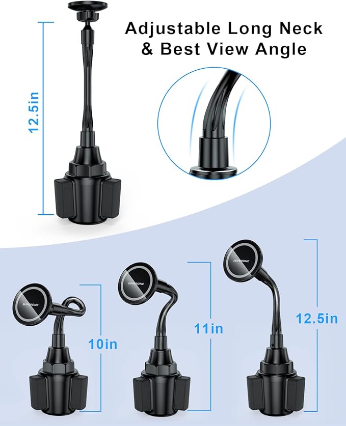 SUPERONE for Magsafe Cup Holder Phone Mount,Universal Cup Phone Holder For Car,Wireless Magnetic Car Mount with Adjustable Neck & 360°Rotation for iPhone 17 16 15 14 13 12Pro Max,Samsung & Smartphones