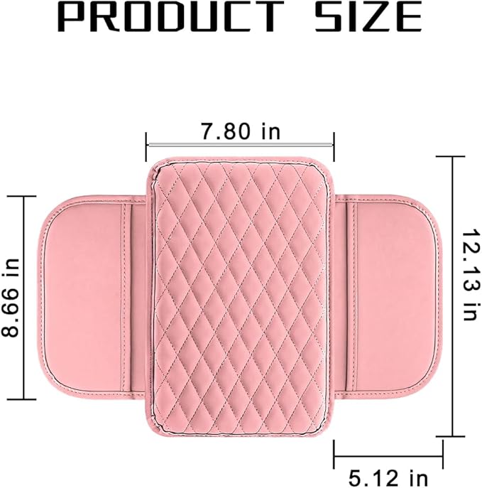 Mandark Car Center Console Cover, Microfiber Leather Vehicle Armrest Protector Cushion with 2 Storage Bags, Auto Interior Arm Rest Seat Box Pad Accessories, Universal for SUV, Sedan, Truck (Pink)