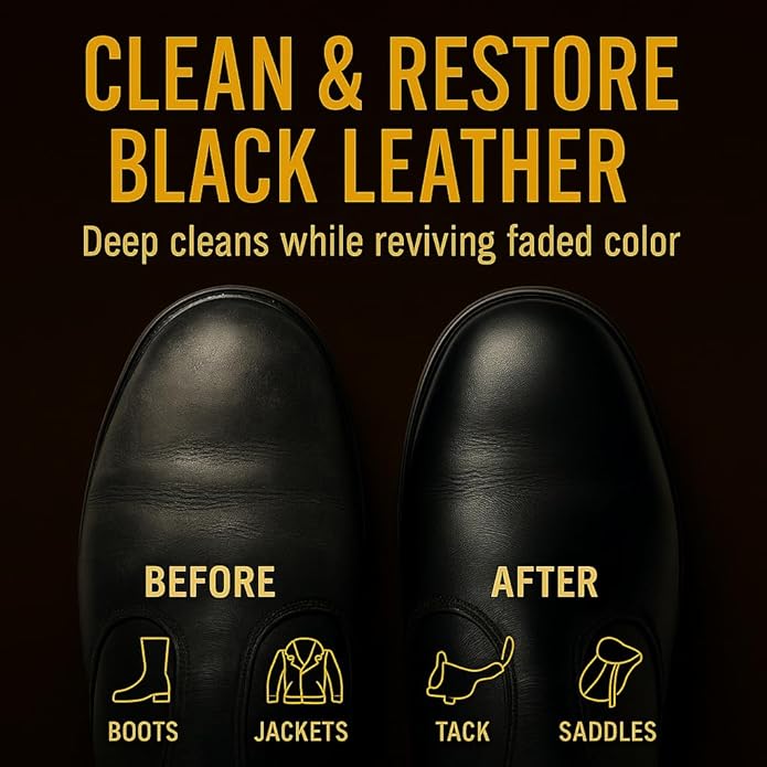 Black Saddle Soap for Leather – 3-Piece Saddle Soap Kit for Leather Cleaning, Boots, Tack, and Saddles – Includes Applicator and Cloth – Leather Soap and Conditioner for Leather Boots and Tack Care