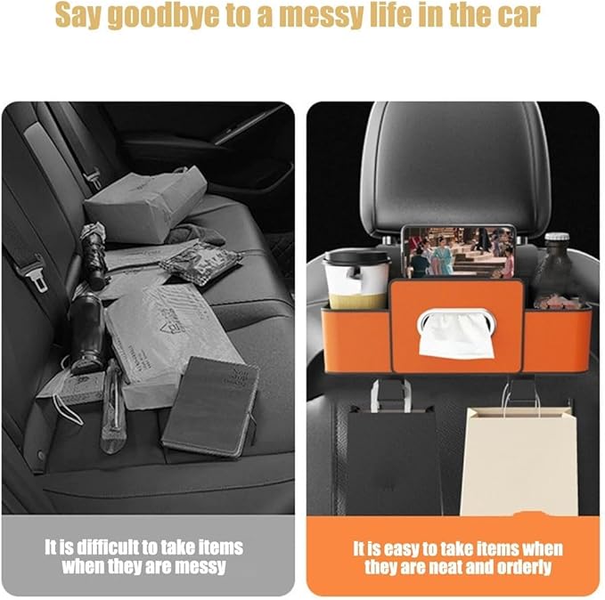 Car Organizers and Storage Box Behind Seat, Large Car Seat Back Organizer for Hold Phone, Drinks, Handbag, Universal Fit for Suv/Sedan (Black, 2pcs)
