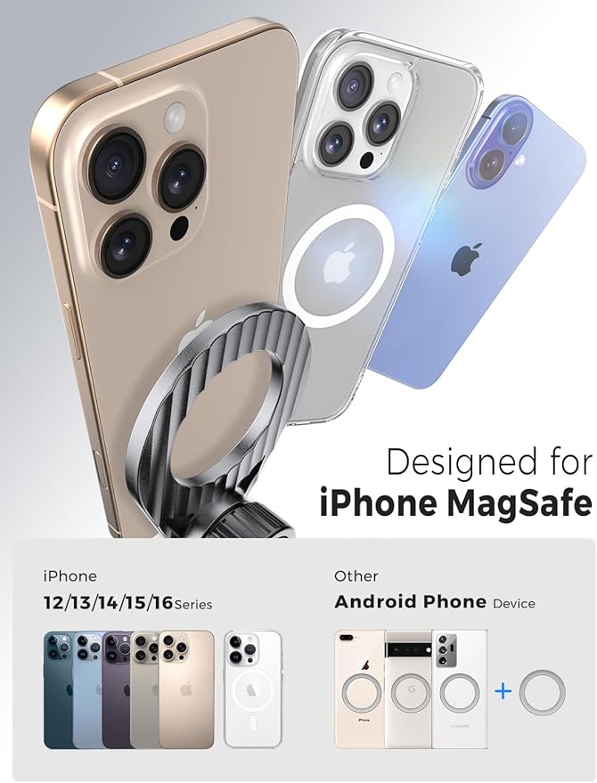 eSamcore Fits MagSafe Car Mount Strong N52 Magnets car Vent Magnetic Phone Mount Adjustable Air Vent Cell Phone Holder Clip for iPhone 16/15/ 14/13/ 12/ Pro Max [1 Pack]