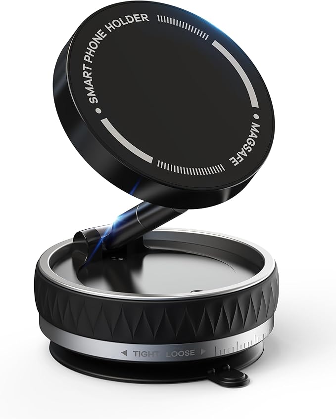 Vacuum Suction Magnetic Car Phone Holder, 66LBS Strongest Suction Cup Phone Holder, 360° Adjustable Magnetic Car Phone Mount, Quick Release Cell Phone Holder for All Phones/Smooth Surface