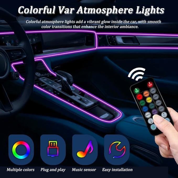 Car LED Strip Light for Suzuki Jimny 2010–2025, 6 in 1 Car Ambient Lighting Kits, Interior Interior Light Sync to Music, Auto Decorations Interior Accessories, 8M