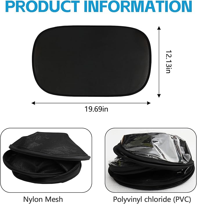 Wuyaoyao 2PCS Car Window Shades, 19.69"×12.13" Static Cling Auto Side Window Sunshade, Sun Blocker for Glare, Heat & UV Protection, Auto Side Window Screens for Baby, Universal Car Accessories
