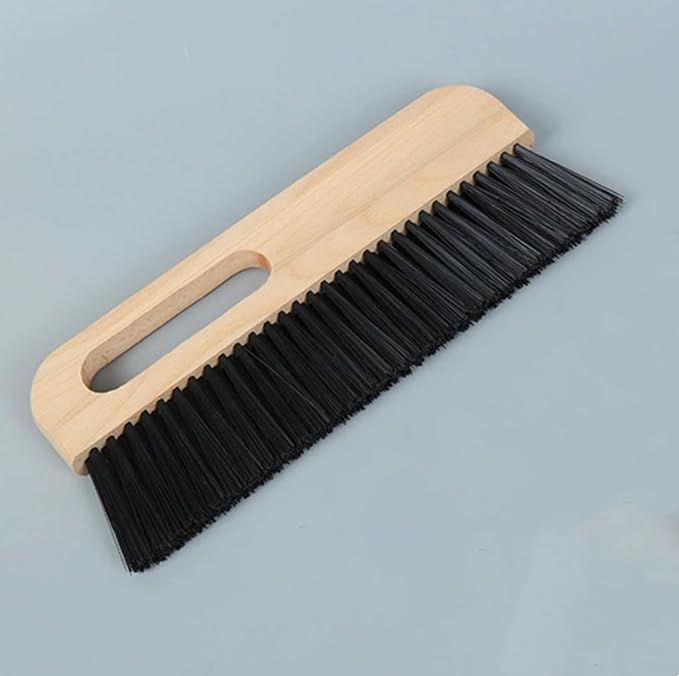 1Pcs large concrete brush, 11.8 inch long thick horsehair cleaning brush tool, masonry concrete broom hand brush, dust removal brush, soft black horsehair fiber, with comfortable wooden handle