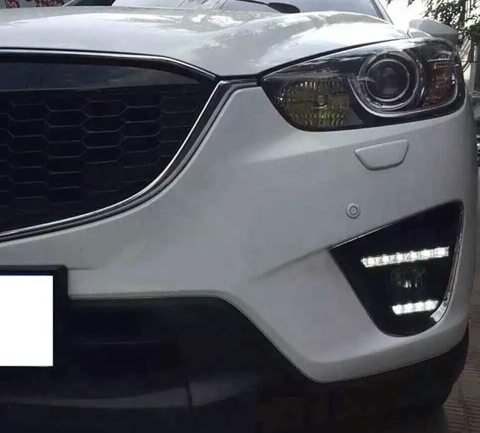iJDMTOY Xenon White LED Daytime Running Light/Fog Lamps Compatible With 13-16 Mazda CX-5, Direct Double-Row Facelift Design Powered by 10W High Power LED Lights