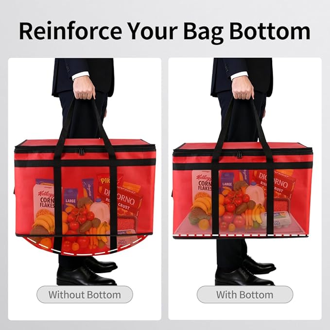 Bodaon Large 2-Pack Insulated Food Delivery Bag With Hard Bottom, XXXL Bags, Rideshare Delivery Bag, Grocery Shopping and Catering, Cold/Hot Styrofoam Carrier for Travel/Car