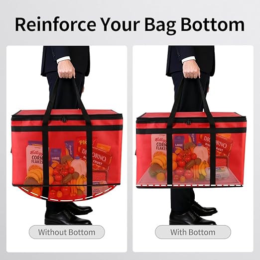 Bodaon Large 10-Pack Insulated Food Delivery Bag With Hard Bottom, XXXL Catering/Pizza Cooler Bags, Rideshare Delivery Bag, Thermal Cold/Hot Styrofoam Carrier for Travel/Shopping/Car