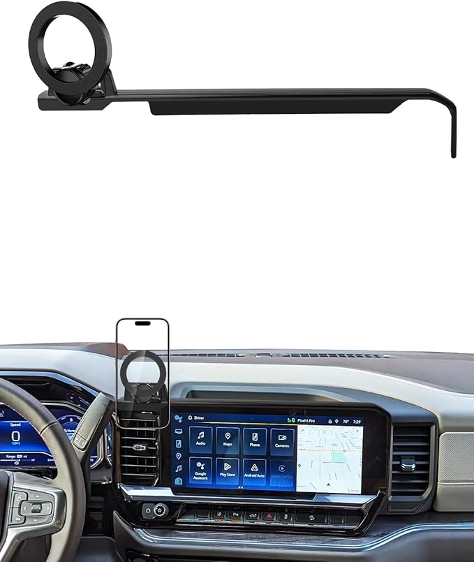 PZK Car Phone Mount for 2022-2025 2026 Chevrolet Silverado 1500/GMC Sierra 1500 LT/RST/ZR2/LTZ/LT Trail Boss/High Country Accessories 13.4-Inch Screen Compatible with MagSafe Chevy Car Phone Holder