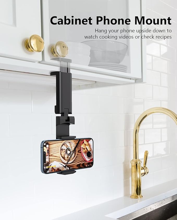 MiiKARE Travel Essentials Airplane Phone Holder, Universal Handsfree Phone Mount for Flying with 360 Degree Rotation, Travel Must Haves Phone Stand for Desk, Tray Table, Black&Black&Black