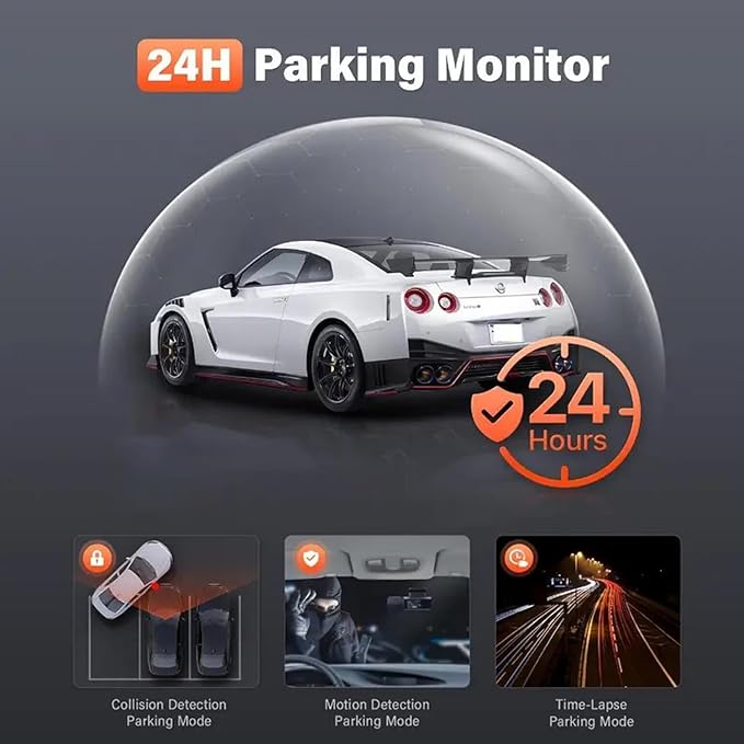 Dash Cam，3 Channel Dash cam, Full HD Dash Camera for Cars, Free 64GB SD Card, 2”IPS Screen, Night Vision, WDR, Parking Monitor, Loop Recording, Accident Lock, Motion Detection