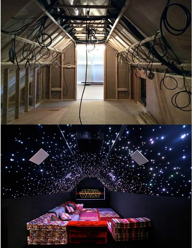 AMKI 16W Twinkle Sound Mode RGBW Light Source Engine Driver Remote/APP Control Starlight Box Motor for Fiber Optic Star Ceiling Light Kit