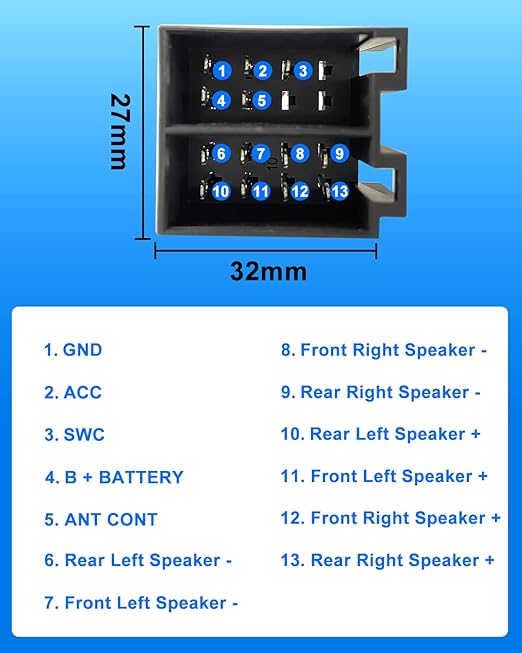 Hikity 16 Pin Wiring Harness ISO Adapter for Android Car Radio Universal ISO Standard Female Radio Connector with Steering Wheel Control Cables and Reverse Gear