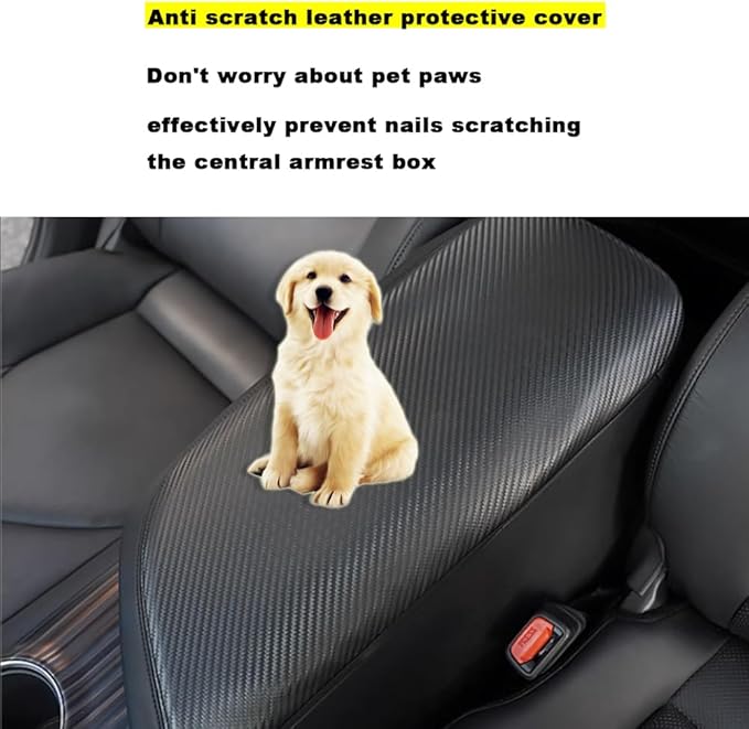 Blazeray Car Center Console Armrest Cover for Toyota Camry 2018-2023 Interior Accessories Leather Anti-Scratch Elbow Arm Rest Cover Cushion Pad Protector Saver (Black with Carbon Fiber Leather)