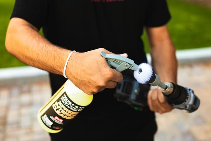 Detail Factory - Medium Domed Drill Brush - Soft Bristle Drill Brush Attachment for Curved Surfaces & Car Detailing