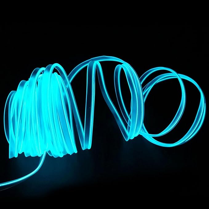 Riloer El Wire Lights for Car, Interior Neon Lights Strip Car LED Strip Light Interior for Car Garden Party Decoration, Car Ambient Lighting Kits, 3m/9.8ft Ice Blue LED