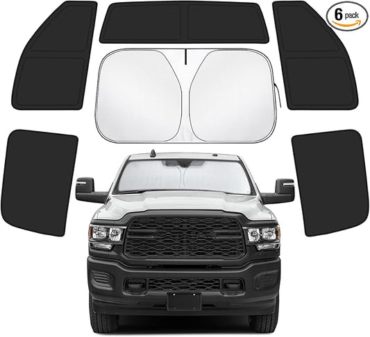 Car Window Shades Intended for Dodge RAM 2500 2016-2026, Privacy Window Covers 6PCS for Side, Rear & Windshield, Car Shield Sunshade for Privacy Protection, Heat Blocking, Camping and Parking