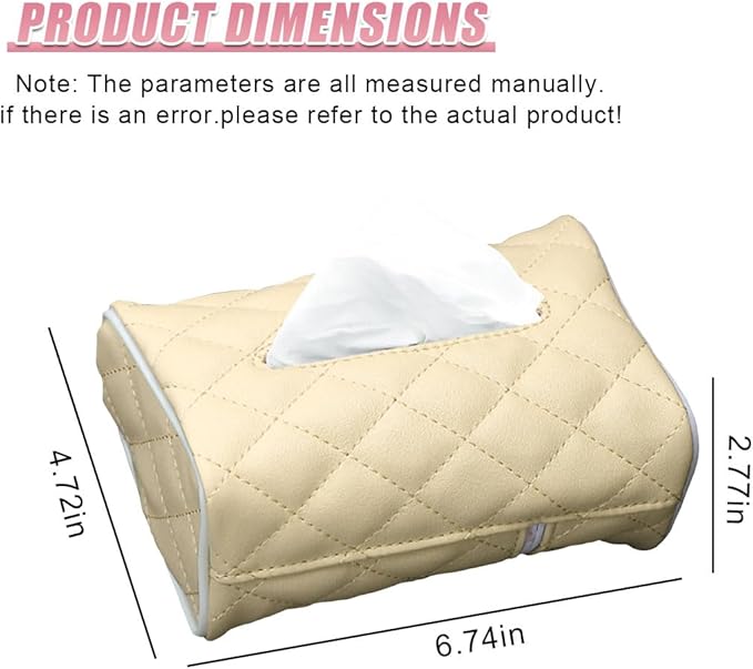 Car Tissue Holder, Soft PU Leather Auto Backseat Napkin Holder, Rectangle Hanging Tissue Box for 100-150 Standard Tissues, Universal Car Interior Storage & Organization Accessories (Beige)