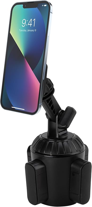 Scosche Cup Holder Phone Holder for Car, Magnetic Cell Phone Holder with Adjustable Neck & 360° Rotation, Universal Car Mount for iPhone/Android, Fits Cup Holders Up to 3.5", Not MagSafe Compatible