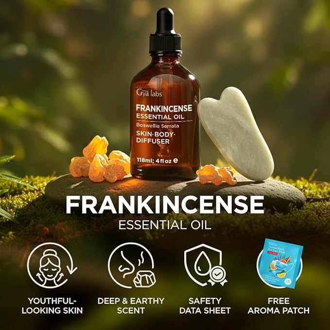 100% Pure Frankincense Essential Oil - 4 Fl Oz - Frankincense Oil for Hair, Skin, Diffuser, Aromatherapy & DIY Candle Making Scent