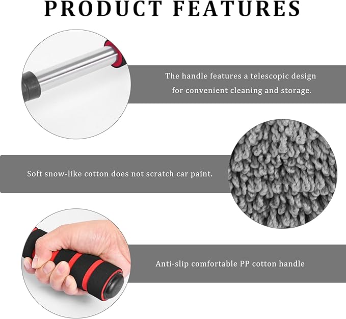 4 PCS Car Duster Kit, Microfiber Scratch Free Multipurpose Cleaning Duster with Extendable Handle, Washable Interior & Exterior Auto Dusting Tools for Cars Trucks SUVs RVs
