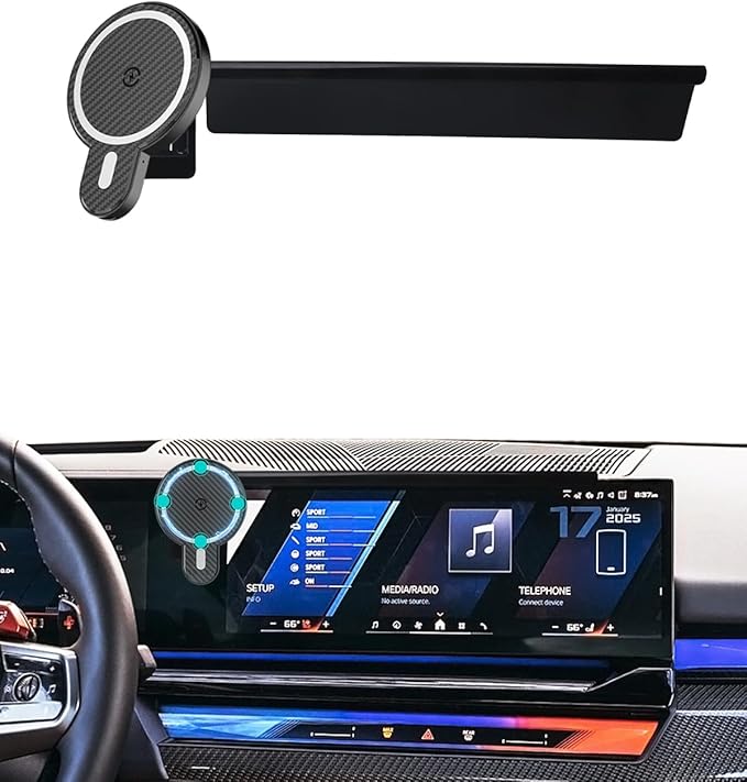 PZK Car Phone Mount for BMW X5 X6 2024 2025 2026 & BMW X7 2023-2026 Accessories Custom 14.9-inch Screen Magnetic 15W Fast Wireless Charger Car Phone Holder with Storage Box Not Affect Air Vent