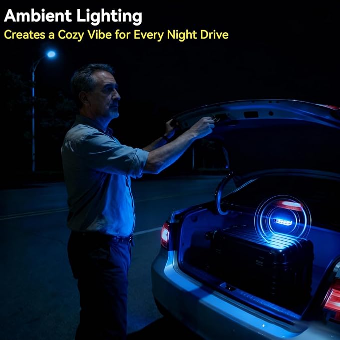 2 PCS Interior Car Lights, Portable Magnetic USB Car Atmosphere Interior Light, 8 High-Brightness LED Beads, Rechargeable Touch-Sensitive Light for Vehicles, Bedrooms, Hallways, Camping(2 Blue)