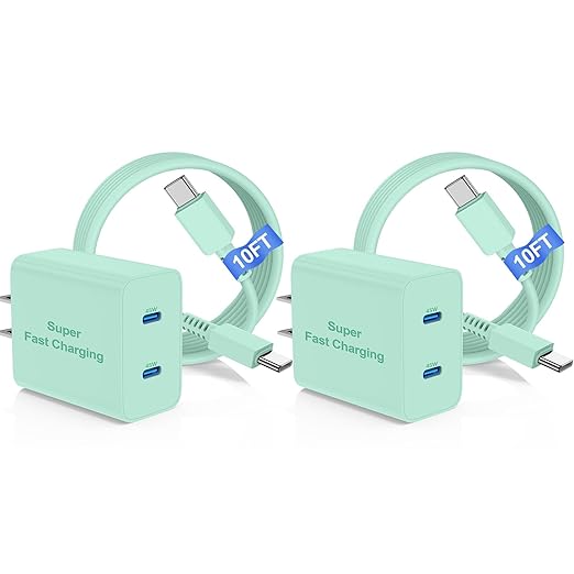 45W Dual Port Super Fast Charger with Long USB C to C Cable 10ft,Type C Wall Charger Block and Android Phone Charging Cord for Samsung Galaxy S26 Plus/S25 Ultra/S25+/S24+/S23+/S22+/S21/S20/Note 20/10+