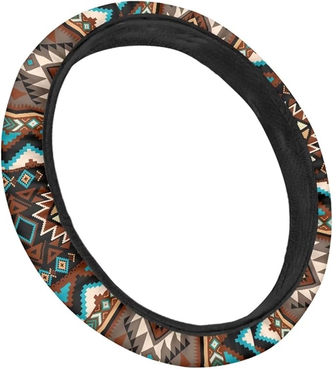 SEANATIVE Aztec Geometric Car Steering Covers Casual Steering Wheel Protector Wrap Around Sweat Absorption Car Interior Accessoriese