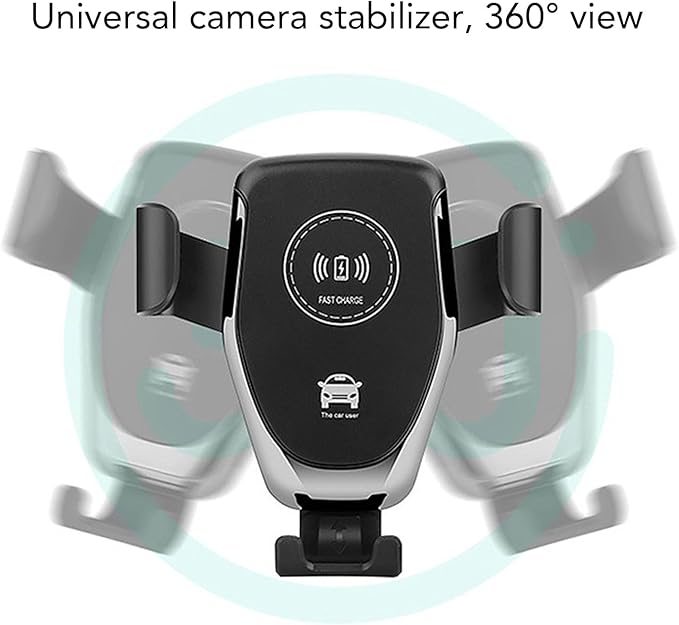 Alomejor Alomejor Car Wireless Charger Automatic Phone Holder 360 Degree Rotatable for Vent 15W Fast Charging Black for Most Cars