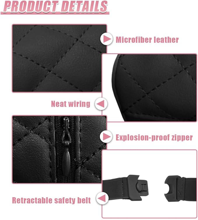 Car Tissue Holder, Soft PU Leather Auto Backseat Napkin Holder, Rectangle Hanging Tissue Box for 100-150 Standard Tissues, Universal Car Interior Storage & Organization Accessories (Black)