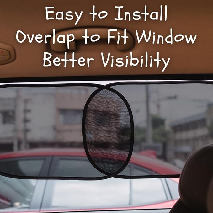 Car Window Shades - Certified 99.79% UVA & 99.95% UVB Sun Protection. Award Winning car Sun Shade for Side Windows. 4 Pack Transparent Shades 22" x 14" - Car Accessories Interior by Kinder Fluff