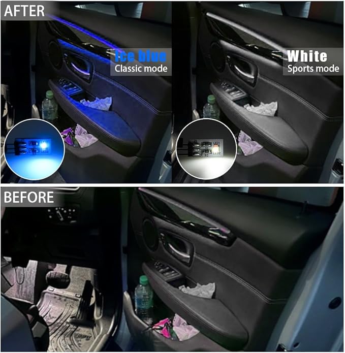 NJSBYL 10PCS Interior Ambient Lighting LED Circuit Board for B-MW 5 7 Series X1 Gran Turismo Coupe Sedan SUV LWB LCI Courtesy Door Handle and Side Pocket Atmosphere Light Blue-White