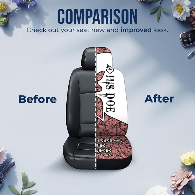 GENANY Hunting Couple Car Seat Covers Set of 2, Deer Breathable Front Seat Covers for Truck Sedan SUV, Couple Themed Car Accessories, Hunting Gift for Women Men