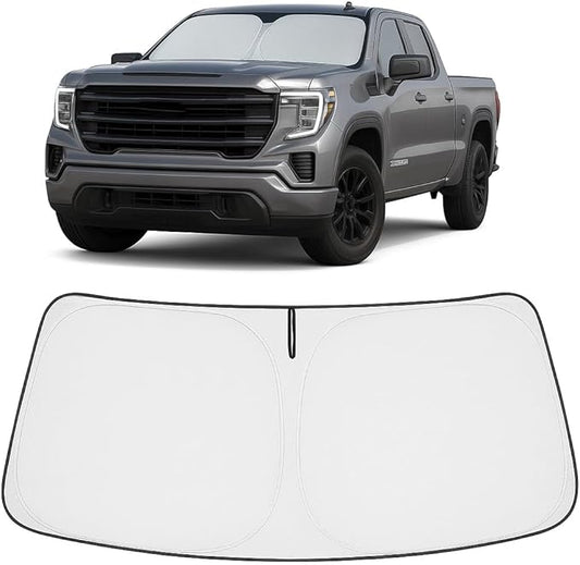 Proadsy 2026 Upgrade Windshield Sun Shade Custom Fit GMC Sierra 2019-2026 4-Layer Foldable Front Sunshade Protector Sun Visor Blocks UV Rays Keep Car Cooler Accessories