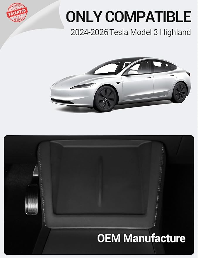 BASENOR 2026 Upgrade Center Console Wireless Charger Mat for 2024 2025 2026 Model 3 Highland Silicone Cover Wireless Charging Phone Pad [Proprietary Design] Interior Accessories