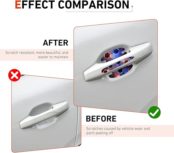 8 PCS Car Door Handle Scratch Protectors, Scratch-Proof Door Cup Protectors, Automotive Door Handle Paint Protective Film, Universal for Most Cars (Style 5)