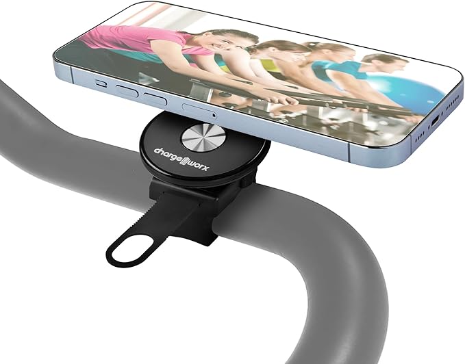 CHARGEWORX Magnetic Gym-Bike Phone Holder, Treadmill and Stroller Phone Mount, Compatible with MagSafe iPhone 16/15/14/13/12 and Magnetic Android Smartphone