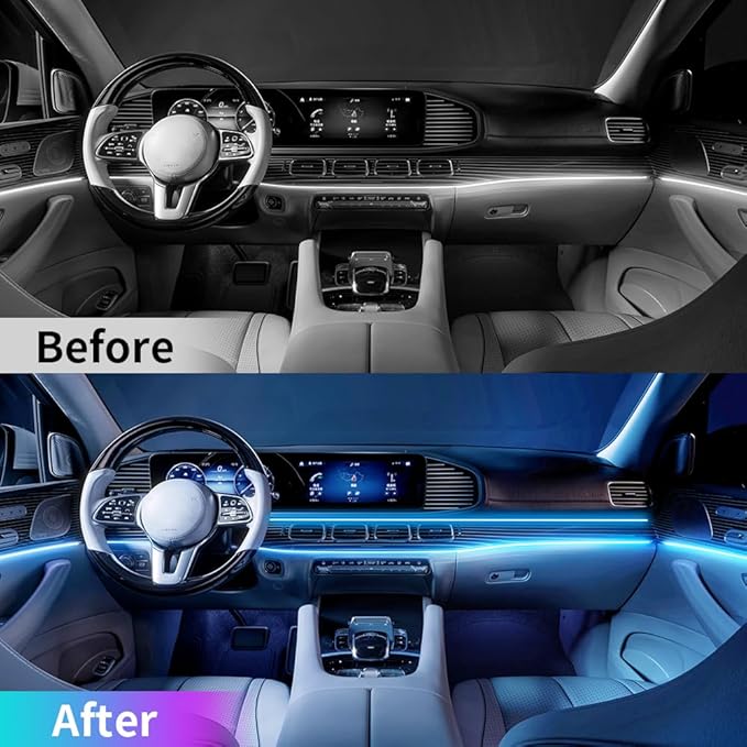 for Car LED Ambient Lighting Kit Smart RGB Bulb Interior Decor Cars Neon Accent Lights with Wireless APP Control 210 Dynamic Modes,4 Music Modes,16 Million Colors 43.3 Inch USB LEDs Strip Accessories