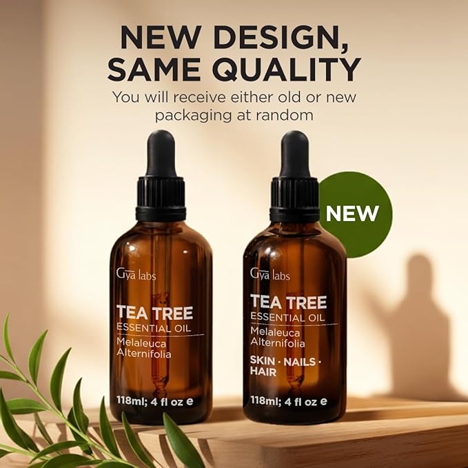 100% Pure Tea Tree Essential Oil - 4 Fl Oz - Tea Tree Oil for Hair, Skin, Diffuser, Aromatherapy & DIY Candle Making Scent