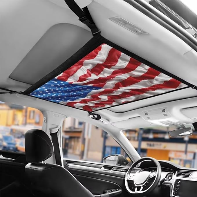 Car Roof Storage Bag USA Flag Print Auto Seat Storage Hanging Bag Multi-Purpose Car Bag Storage Box Organizer Pouch Pocket One-Size-Fits Tidy Pouch Pocket Storage for Small Items