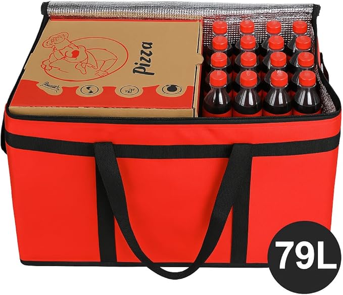 Bodaon 2-Pack Insulated Food Delivery Bag With Hard Bottom, XXXL Pizza Cooler Bags, Grocery Shopping and Catering, Rideshare Delivery Bag, Thermal Cold/Hot Styrofoam Carrier for Travel/Car